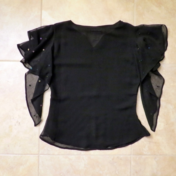 J. Marco Flutter Sleeve Top - Sequins! - Size 6 - Picture 5 of 5